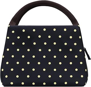 PHILORN Sac Repas Lunch Bag Déjeuner Boite Isotherme fourre-Tout pour Le École et Le Travail (M, Bleu foncé avec des Points)