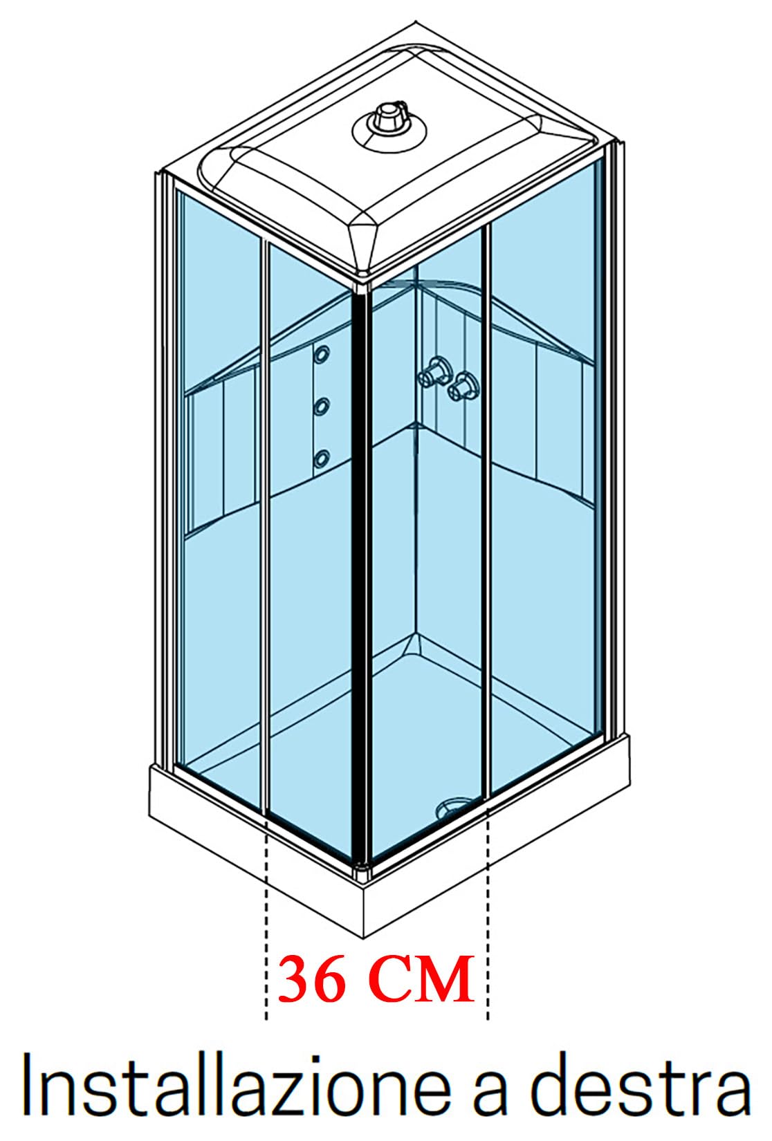 Novellini Media 2.0 A Hidromasaje Techo Alcachofa 90x70 cm Cabina Ducha Multifunción Apertura Deslizante Montaje DX SX Mezclador Termostático Cristal Transparente Perfil Silver Altura 226 cm