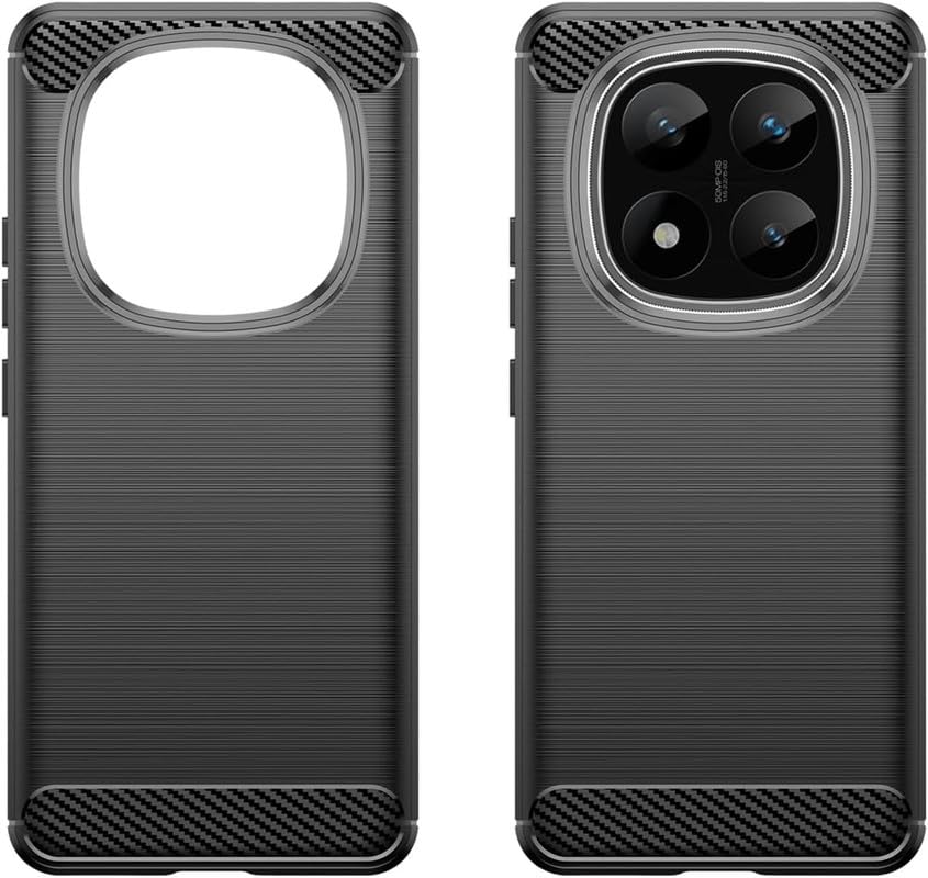Image of NPRC Hybrid Ultra Slim Protective Case TPU Non-Slip Carbon Fiber Texture Shockproof Case Cover for Redmi Note 14 Pro - Black