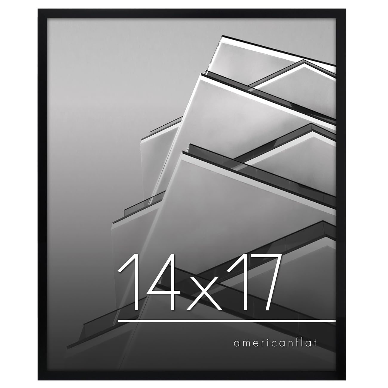 Americanflat 14x17 Picture Frame in Black - Thin Border Photo Frame with Polished Plexiglass - Wall Picture Frame with Hanging Hardware Included for Horizontal or Vertical Display Format