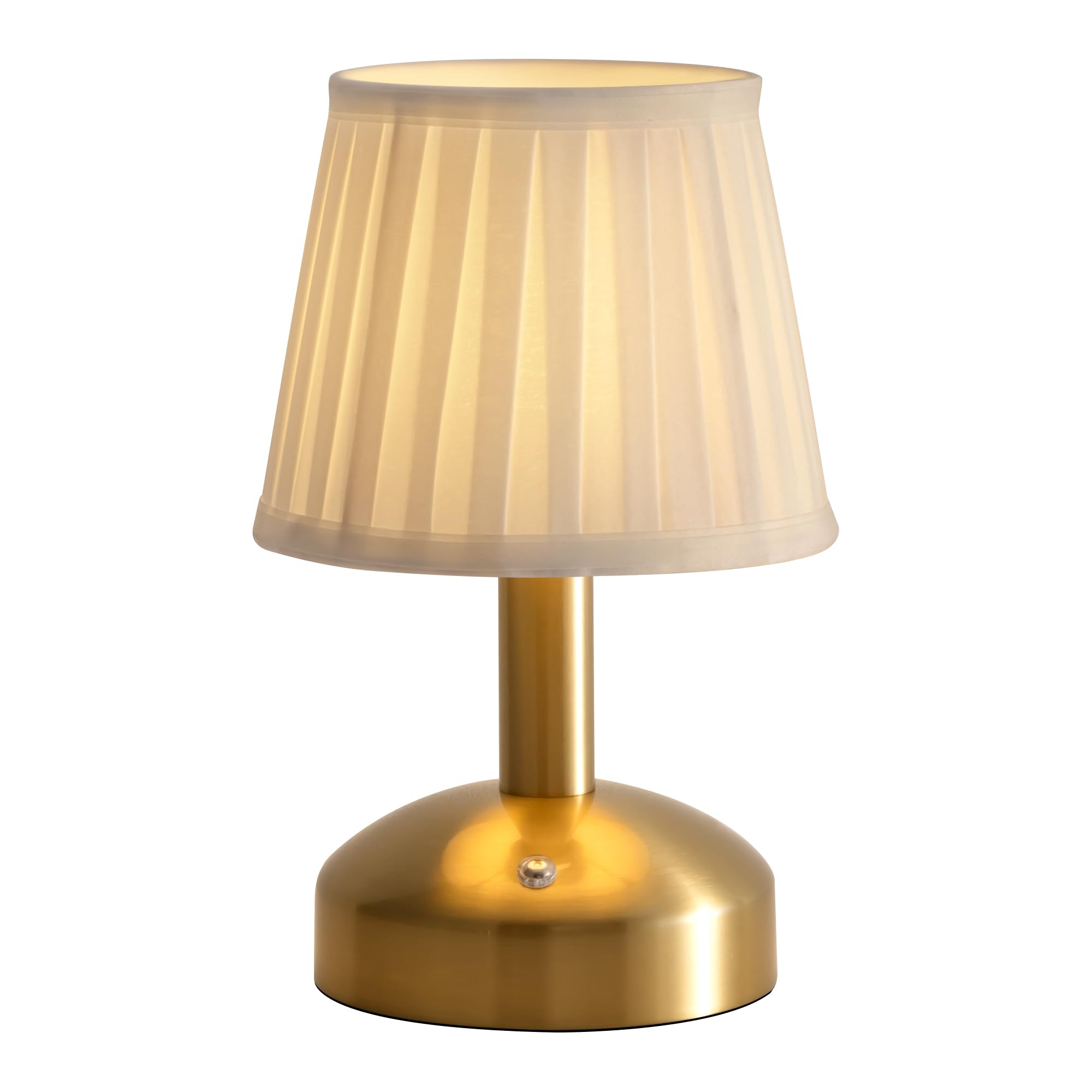VISDANFO Kabellose Kleine LED-Tischlampe, Tragbare Nachttischlampe mit Stoffschirm und Akku, 5000mAh, Dimmbarer Touch-USB-Aufladbarer Lampe, Geeignet für Esszimmer, Schlafzimmer, Wohnzimmer (Gold)