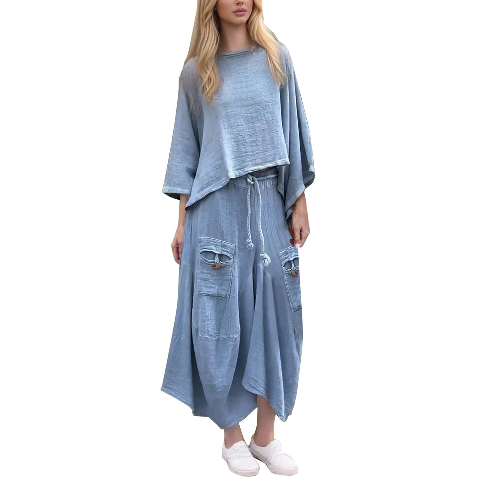 Traje de Dos Piezas con Falda Larga para Mujer Conjunto Elegante y Casual de Talla Unica para Ocasiones