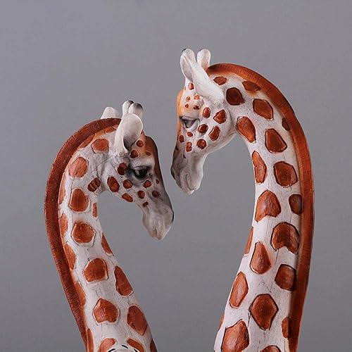 Miniatura 5 de Estatuas para decoración del hogar, esculturas y esculturas, decoración de estatuas, un par de figuras de personajes de jirafa, adorno de resina,