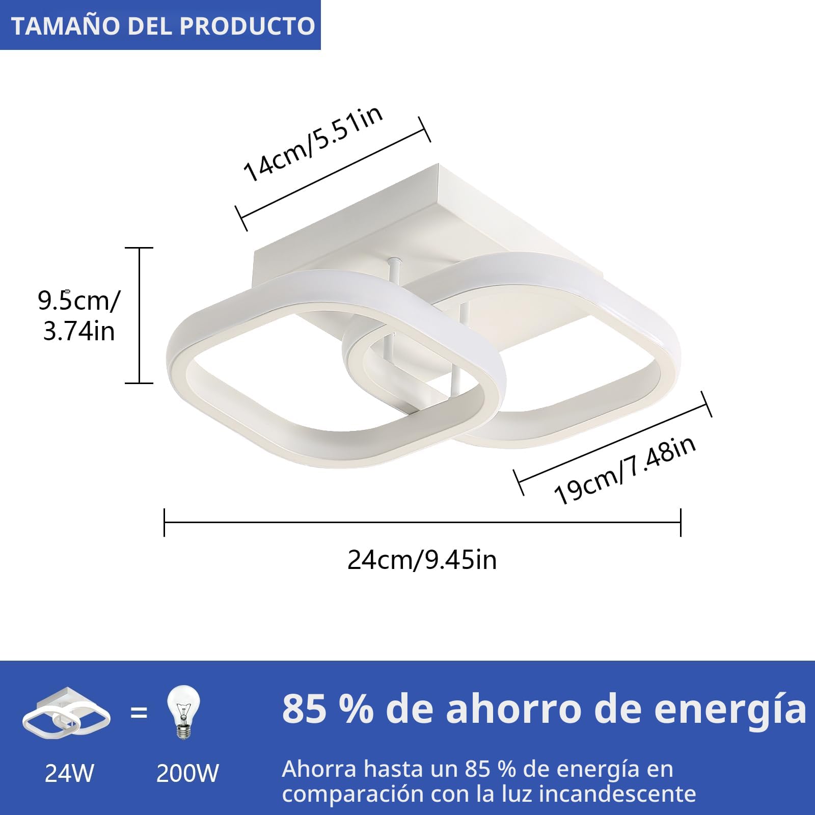 Comely Pack de 2 Plafones LED de Techo Modernos 24W – 2700 lm, Luz Fría 6500 K – Luz Blanca Fría, Compatible 110-230 V, Ideal para Cocina, Baño y Salón
