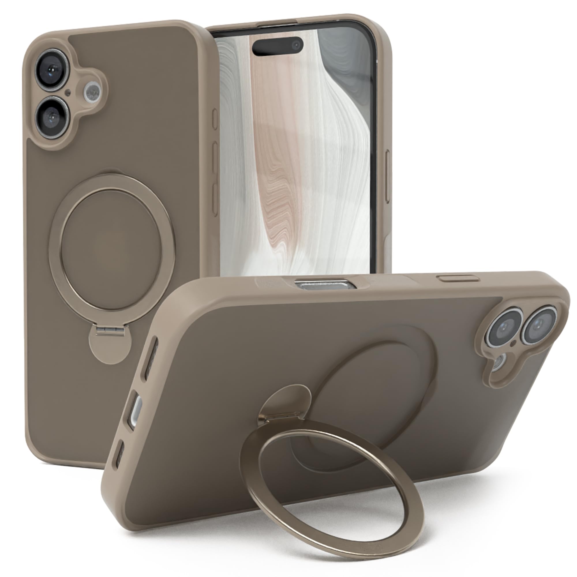 Coque iPhone 16 Plus fine marron mat compatible induction Qi EAZY CASE - 8