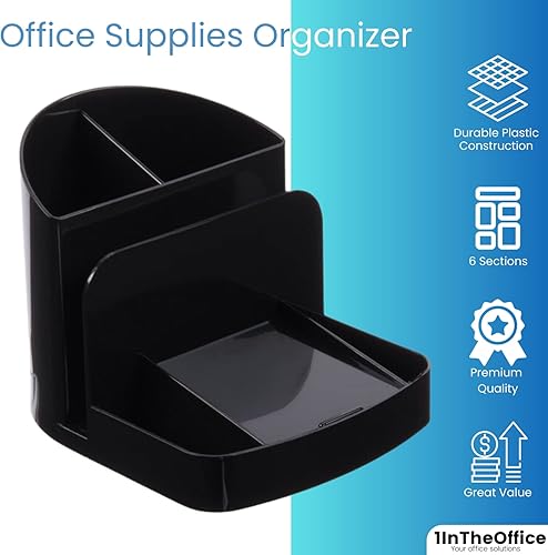 Miniatura 2 de 1InTheOffice Organizador de escritorio de suministros de oficina, organizador de almacenamiento de escritorio de plástico multifuncional, 6