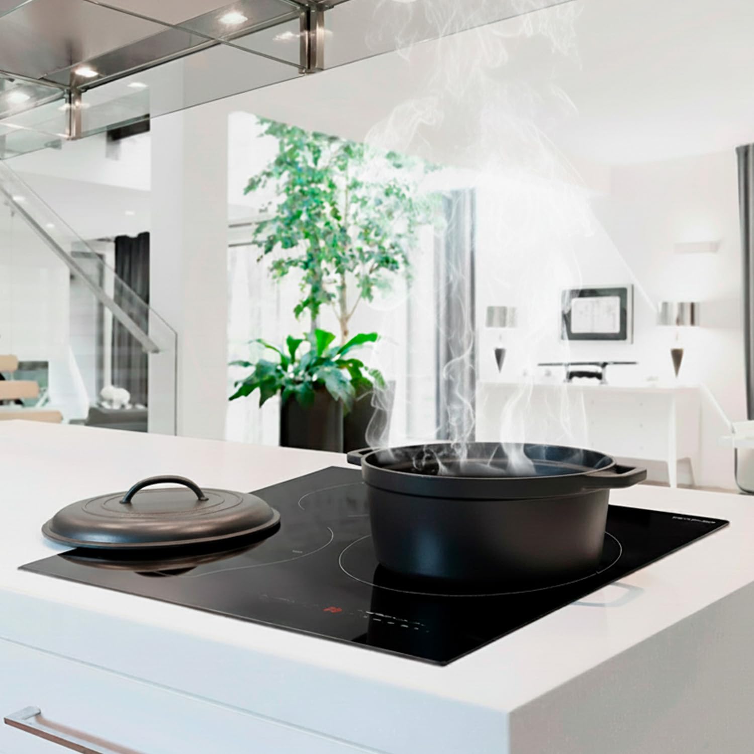 SIXHOME Placa de inducción 60 cm 3 zonas 7200 W con Booster, control táctil, temporizador, detección automática, bloqueo infantil, color negro SXHPI60N1 — view 7