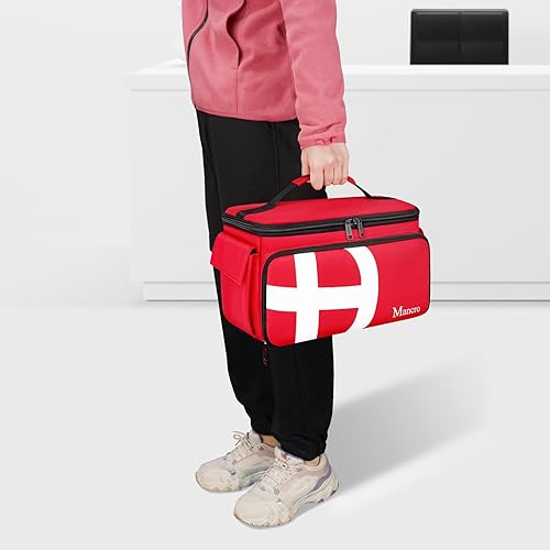 Miniatura 9 de Mancro First Aid Bags Empty, Medical Travel Bag with Multi Pockets, Pill Bottle Organizer for Travel, Home Storage, Trauma Bag for EMT, Nurses, Rojo