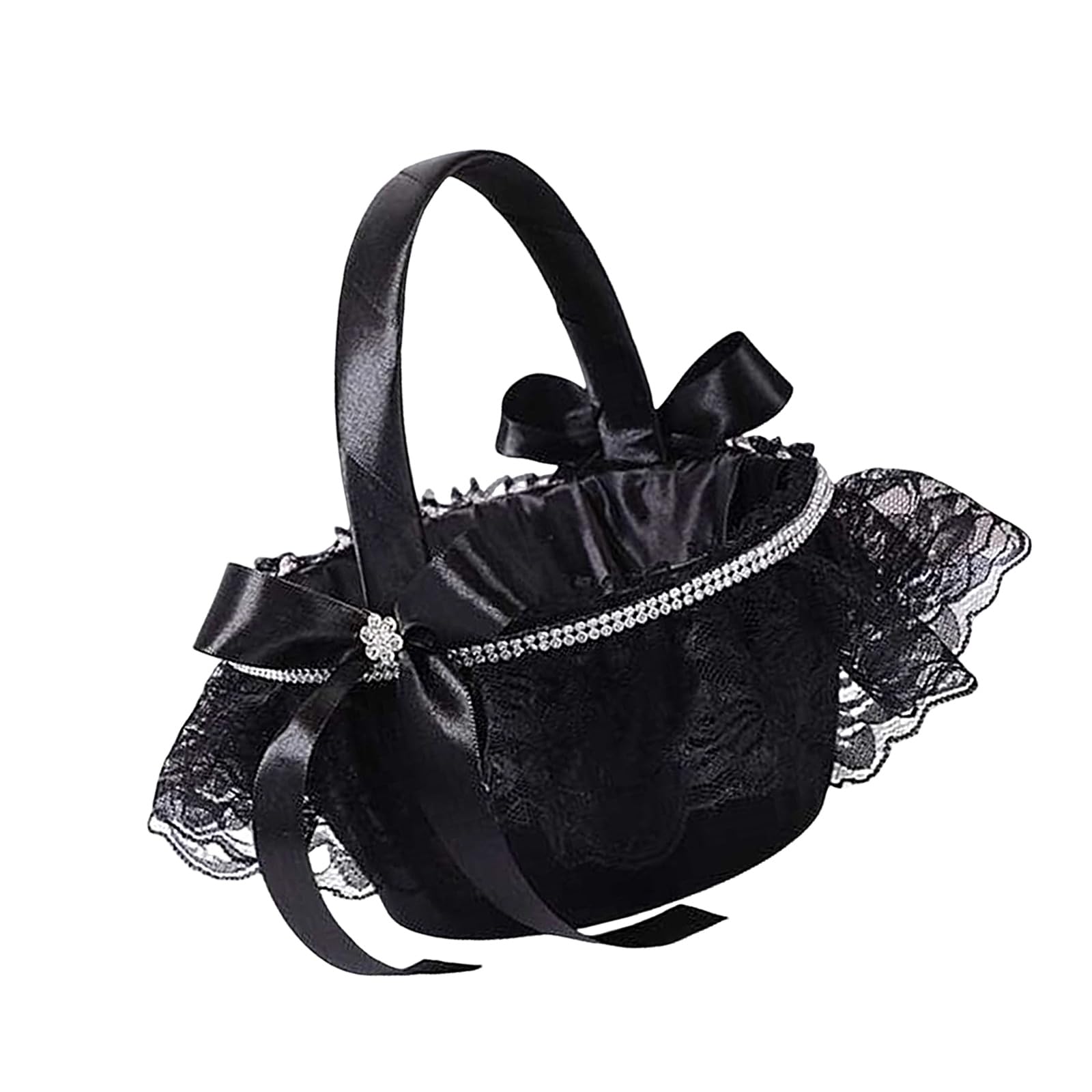 Tsophreniq Simple Decorative Cloth Flower Basket Skeleton Embellished Handheld Candy Basket For Festival Floral Arrangement Halloween Party Table Centerpieces Home Decoration Halloween Deck