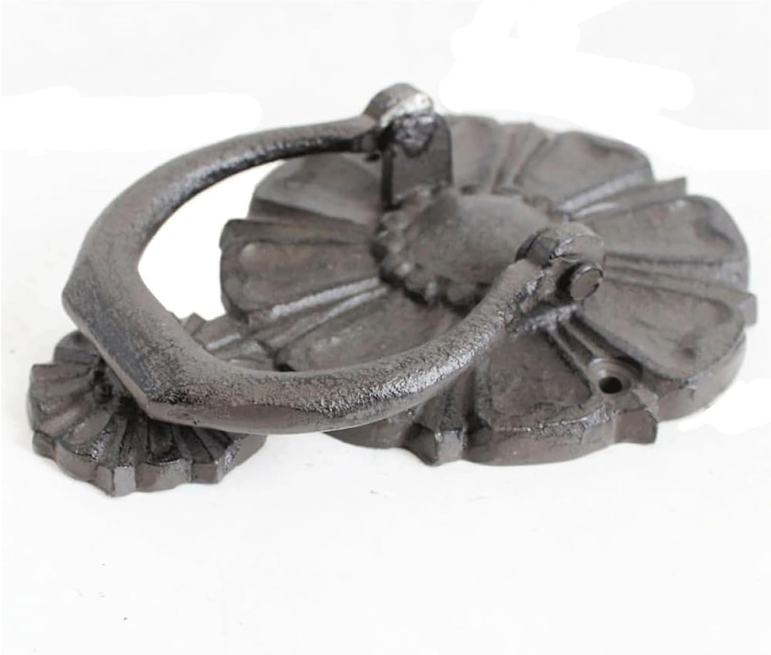 Rieort Door Knocker Cast Iron Door Knocker Eight-Petal Flower Shape Door Knock for Front Door Knockers Retro Garden Courtyard Door Handle Unique