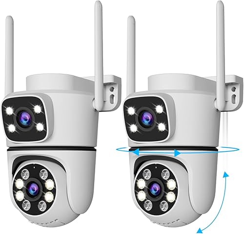 WEILAILIFE Cámara de seguridad inalámbrica para exteriores de 5 MP con enlace de lente dual, cámaras de videovigilancia PTZ WiFi para seguridad del