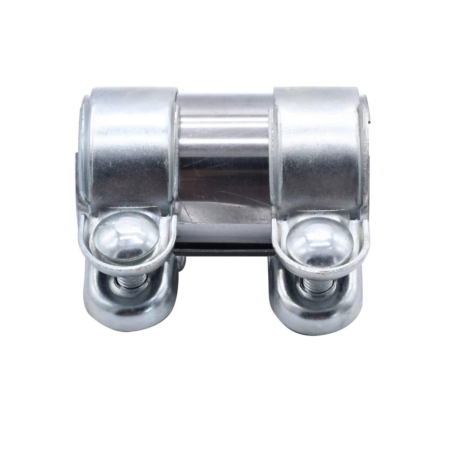 Conector de Tubo de Escape Doble Abrazadera - Ø 55 mm x 125 mm, Acero Galvanizado Anti-Corrosión(Ø 50 mm x95 mm)