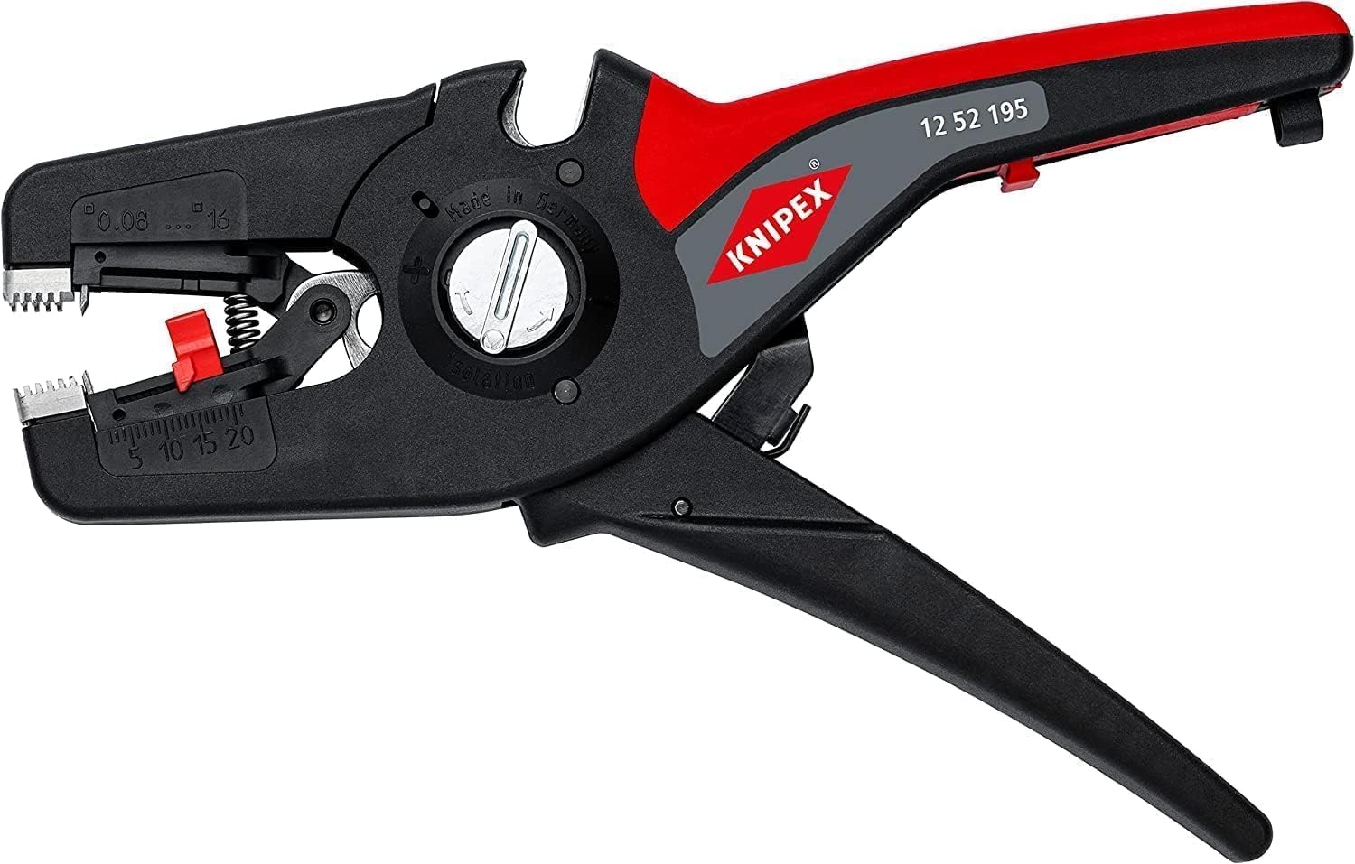 Knipex Pince à sertir auto-ajustable pour embouts de câble avec accès latéral brunie, avec gaines bi-matière 180 mm 97 53 04 & PreciStrip16 Pince à dénuder automatique 195 mm (carte LS/blister)