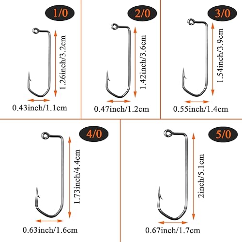 Miniatura 3 de Gancho de plantilla de pesca de 90 grados, ganchos de plantilla bárbaros, ganchos de pesca de acero de alto carbono para agua dulce y salada, tamaño