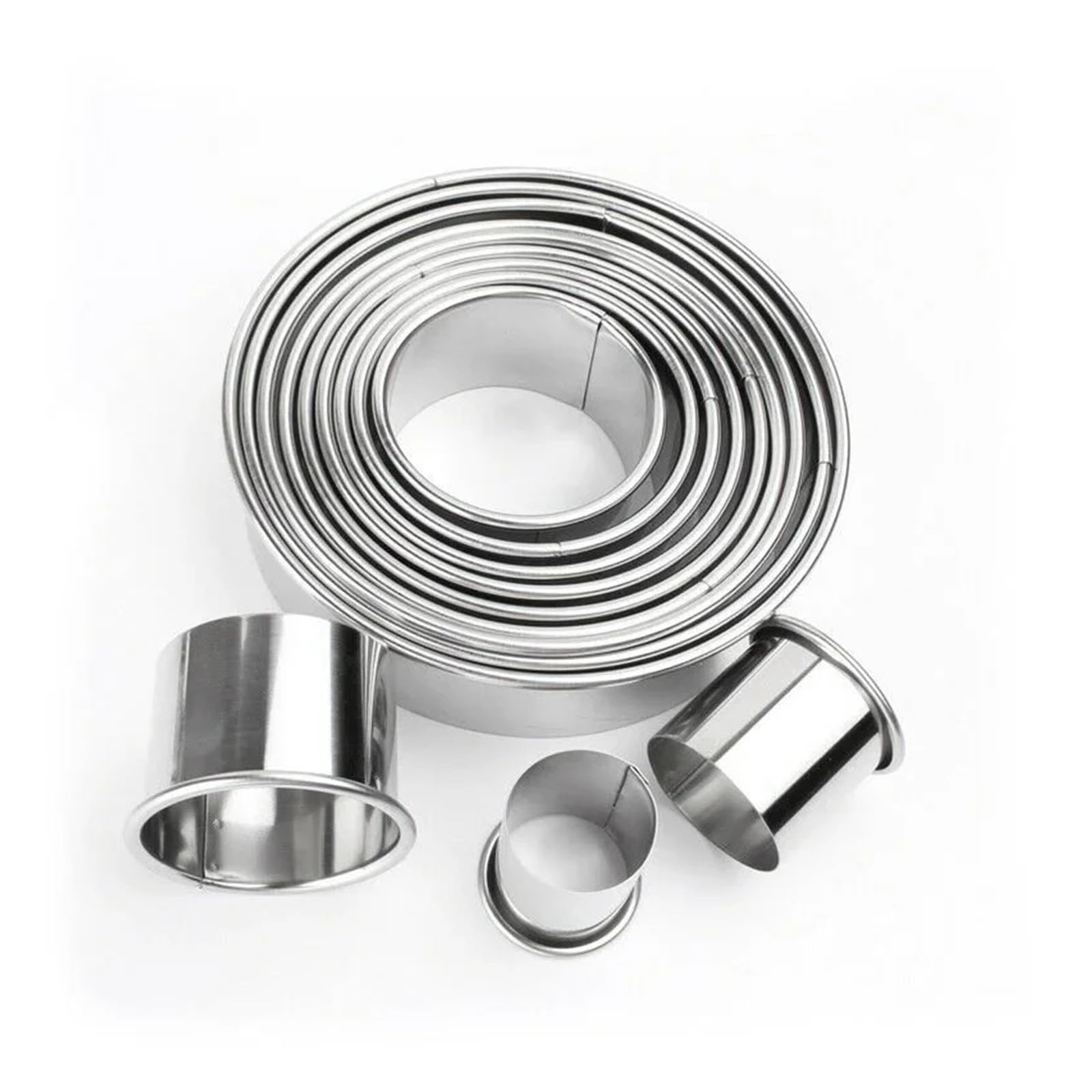 Runde Ausstechformen aus Edelstahl, 11-teiliges Set, DIY-Gebäck-Backringformen for Kekse und Kekse