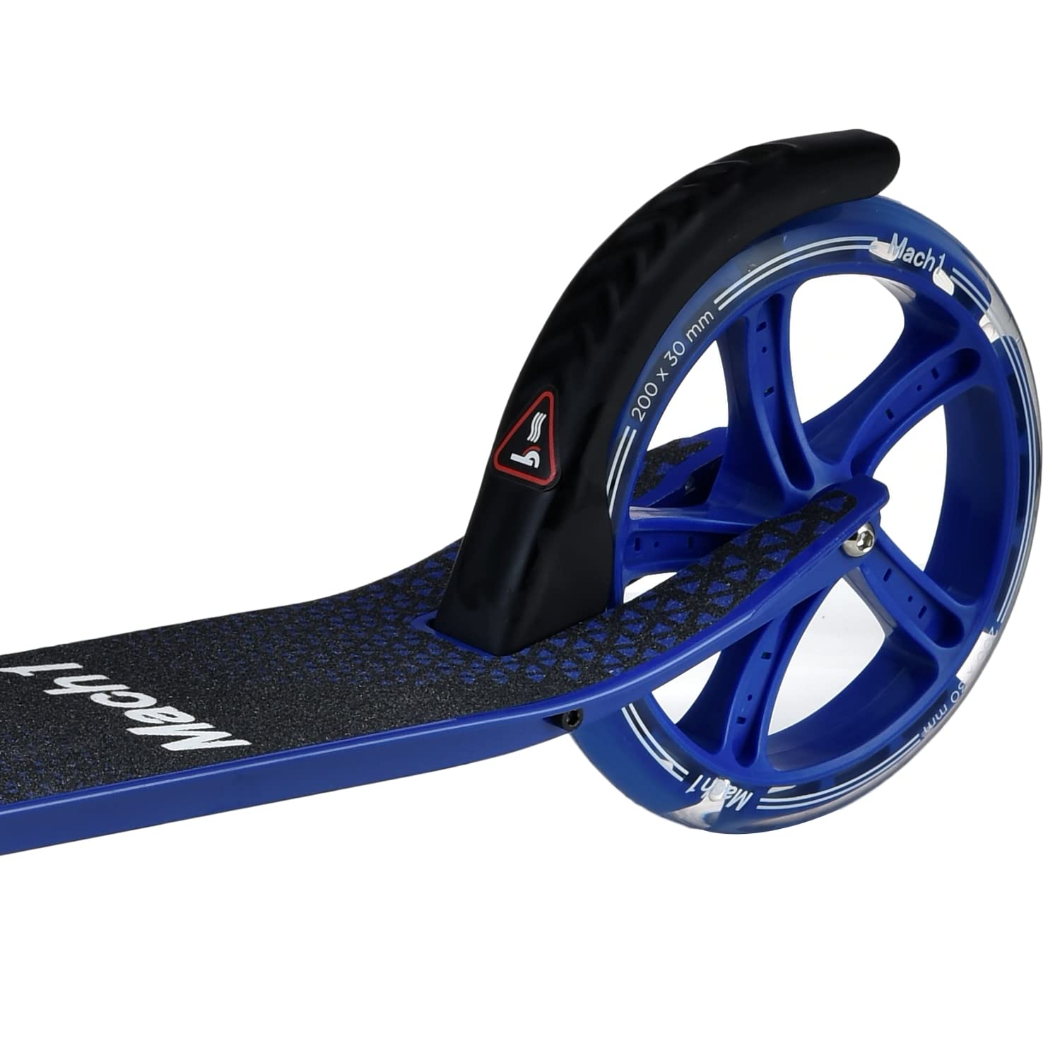 Mach1 Kick - Patinete de aluminio para ciudad, 200 mm, XXL, LED, ruedas para adultos y niños, plegable, XL, blanco y azul