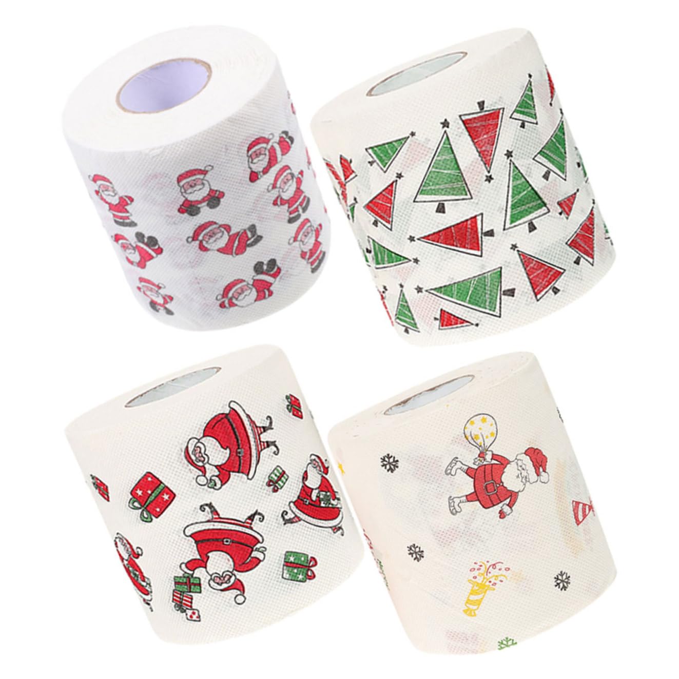 Papel higiénico estampado navideño PRETYZOOM en rollo decorativo para hogar kit de 4 unidades