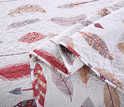 Slpr Floating Feathers 2-Piece Lightweight Bedding Quilt Set - Comforter Twin Size With 1 Pillow Sham: Summer Country Quilt, Boho Twin Bedding Set For Girls, Lodge Quilted Summer Blanket #TOP5