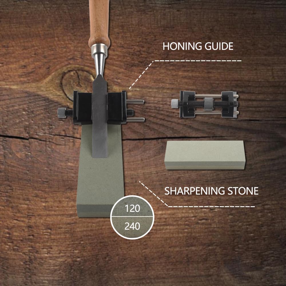 8 Pieces Wood Chisel Tool Sets, 11.4in Woodworking Carving Chisel Kit with Honing Guide, Sharpening Stone and Wooden Case