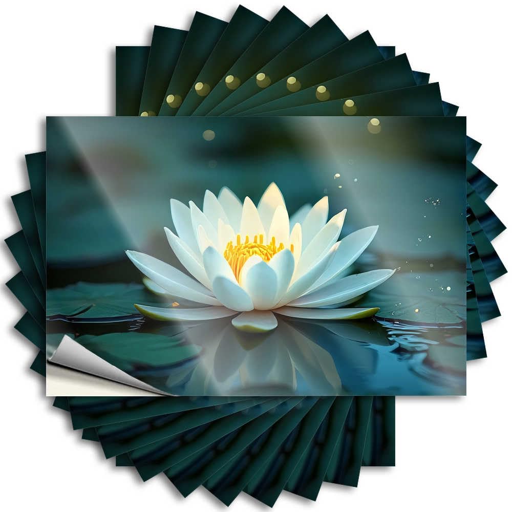 Lotus Bloom in Serene Pond Southern Sticker | Home Bar Decor Waterproof Vinyl Hard Ideas Removable Decal Peel Stick(12X18CM)