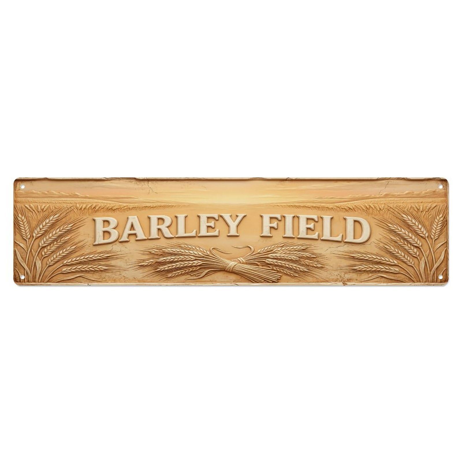 Olhnbad 4X16inch(10X40cm) Vintage Cottagecore Garden Barley Field Relief Metal Tin Sign
