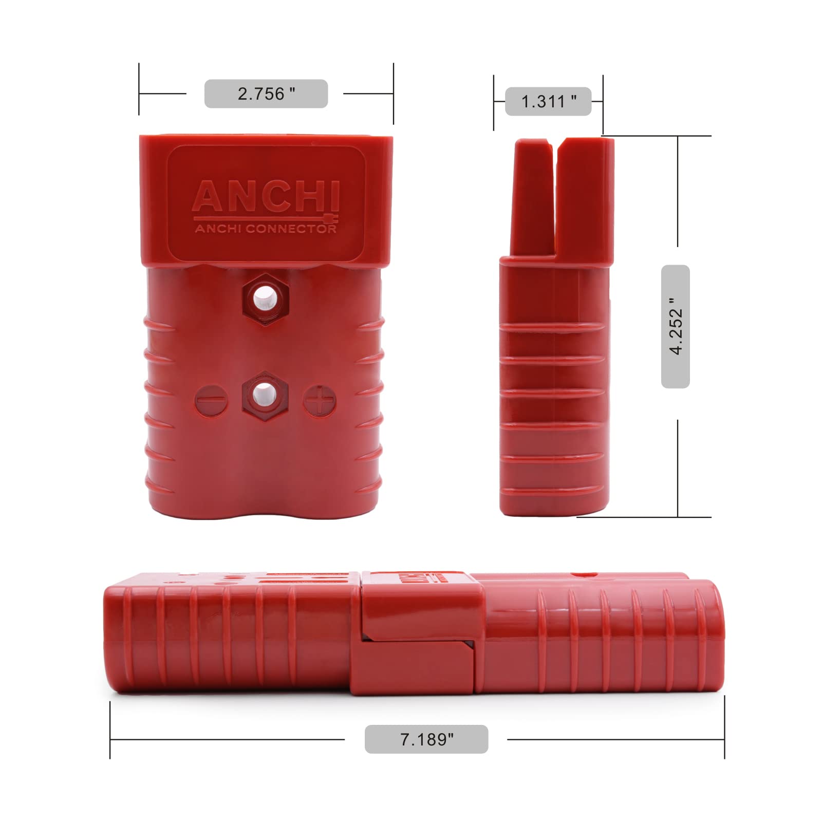 ANDCHIER 2PCS 350 Amp Connector Plugs 350A Quick Connect Disconnect Connector 2/0 Gauge Wire Harness Plug 600V + 1pc Handle + 2pcs Cover Dust