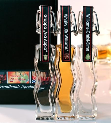 Geschenkset / Probierset Internationales Set: Starkes Geschenk - Grappa, Williams-Christ-Birnenbrand und Whisky, in Gechenkbox Cover