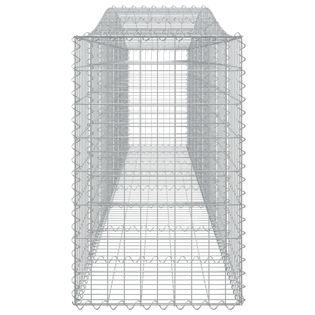 Kosze gabionowe 15 sztuk 400 x 50 x 80/100 cm ocynkowane żelazo do ogrodu, dźwiękochłonna bariera dekoracyjna ze wzmocnionymi haczykami i oczkami 5 x 10 cm