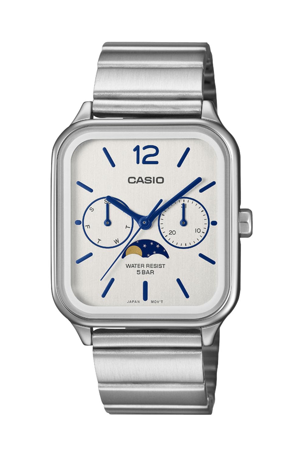 Casio Collezione MTP-M305 - Orologio da polso con funzione di fase lunare, colore: Bianco