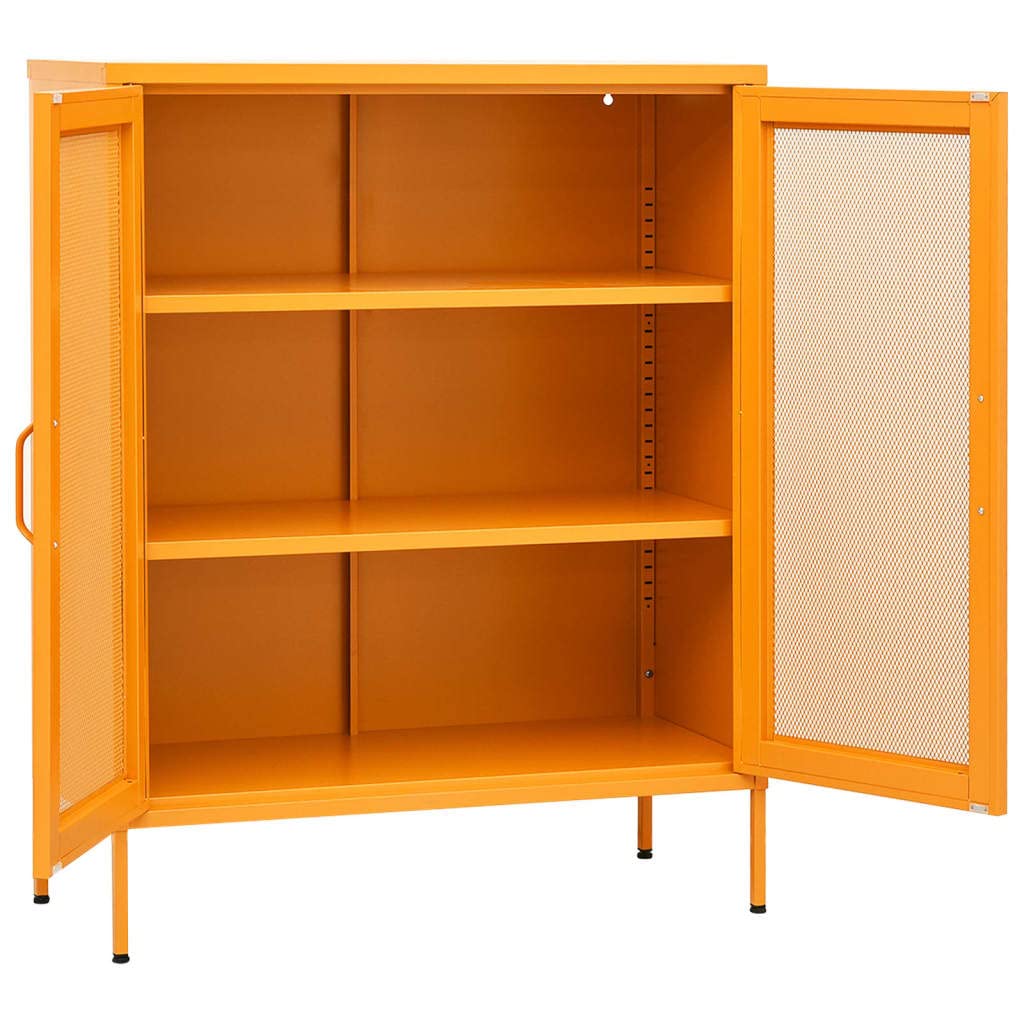 Armadio da ufficio, autoportante, in metallo, per aziende, ufficio, scuola, giallo senape, 80 x 35 x 101,5 cm, in acciaio (facile da montare)