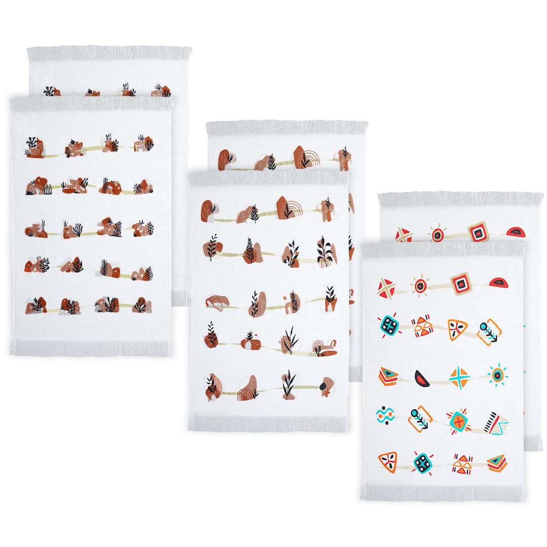 Lot de 6 torchons de cuisine à 3 motifs – Séchage rapide et non pelucheux (40,6 x 61 cm) décoratifs, doux et modernes – Polyvalents, parfaits comme essuie-mains, torchon et vêtements de