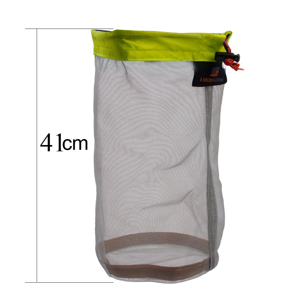 Ultraleichte Mesh Stuff Sack Kordelzug für Outdoor Camping Camping Wandern Himmelblau (S), Orange (M), Gelbgrün (L)