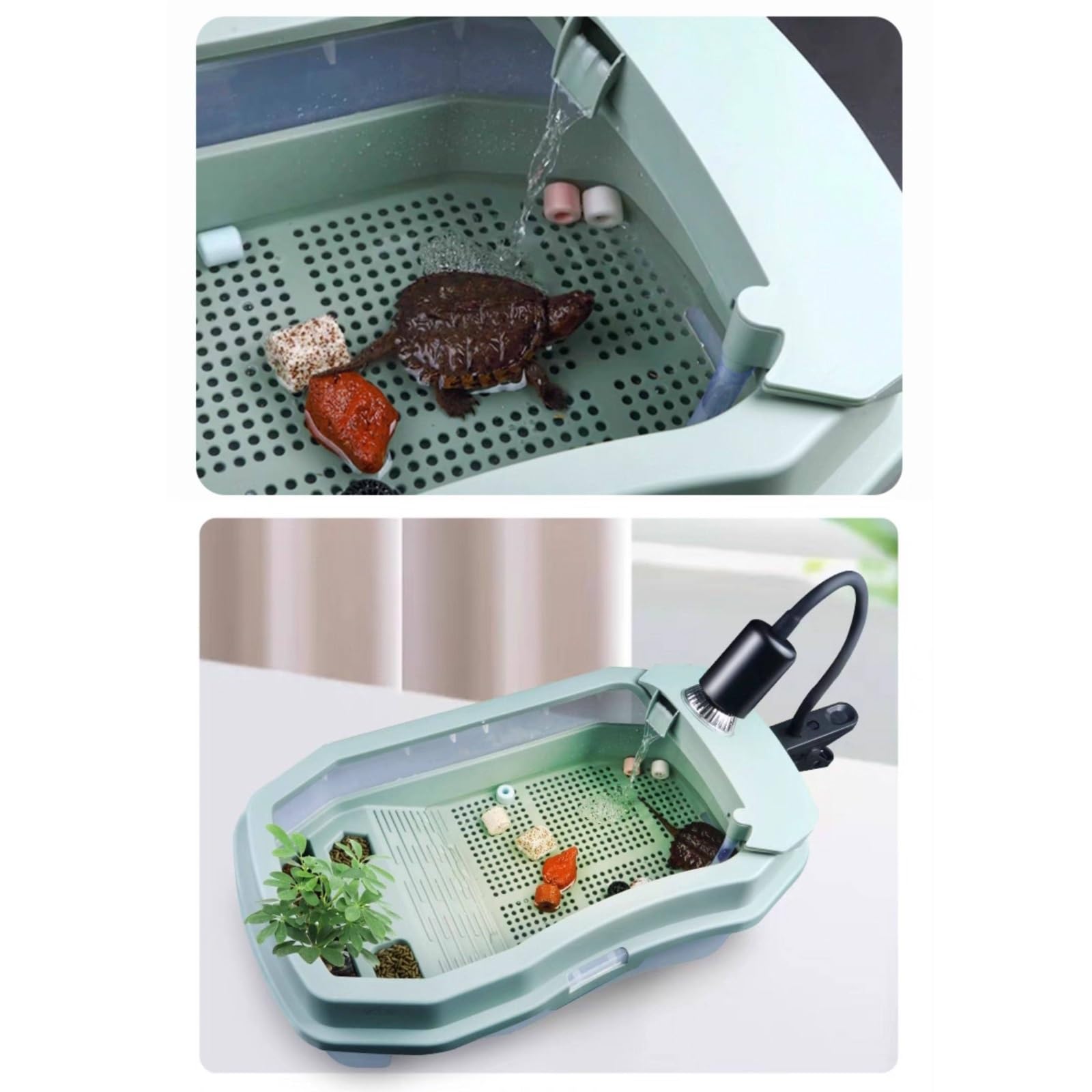 Siedlisko terrarium Zbiornik dla żółwi przeznaczony do hodowli użytku domowego z platformą wspinaczkową Terrarium akwariowe(Średni)