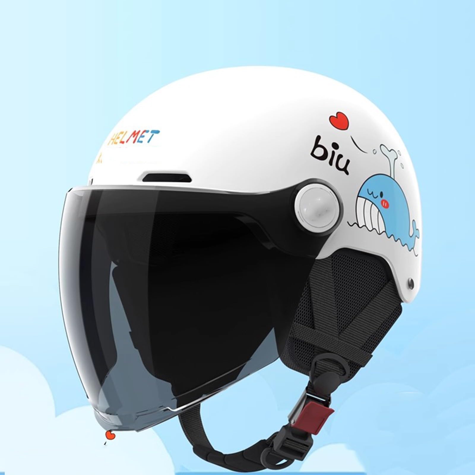 Casco De Motocicleta Abierto para Niños De 3 A 16 Años, Ligero para Moto Eléctrica Homologado ECE A,48-55cm