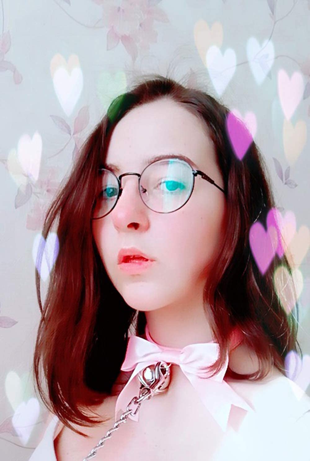 paloli Handmade Bell Choker Collar with Ribbon Bow For Women Kitty Bow Leather Choker Necklace