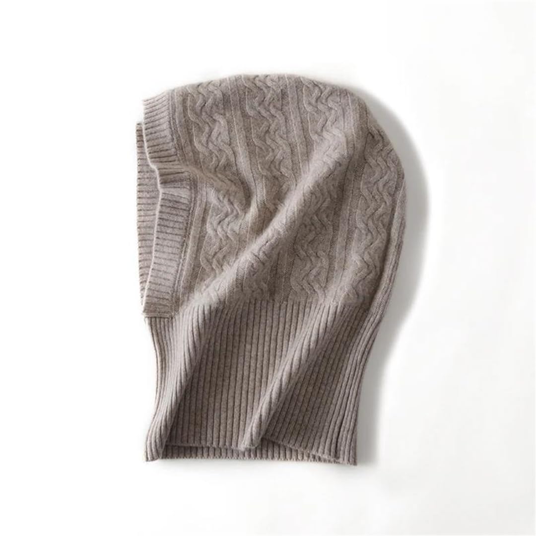 Gorro Con Capucha De Punto De Cachemira De 100%, Pasamontañas Suave Y Cálido Para Invierno, Gorros Con Protección Para El Cuello Y La Oreja Para Exteriores, Gorros Con Flores Retorcidas, Cuello Falso