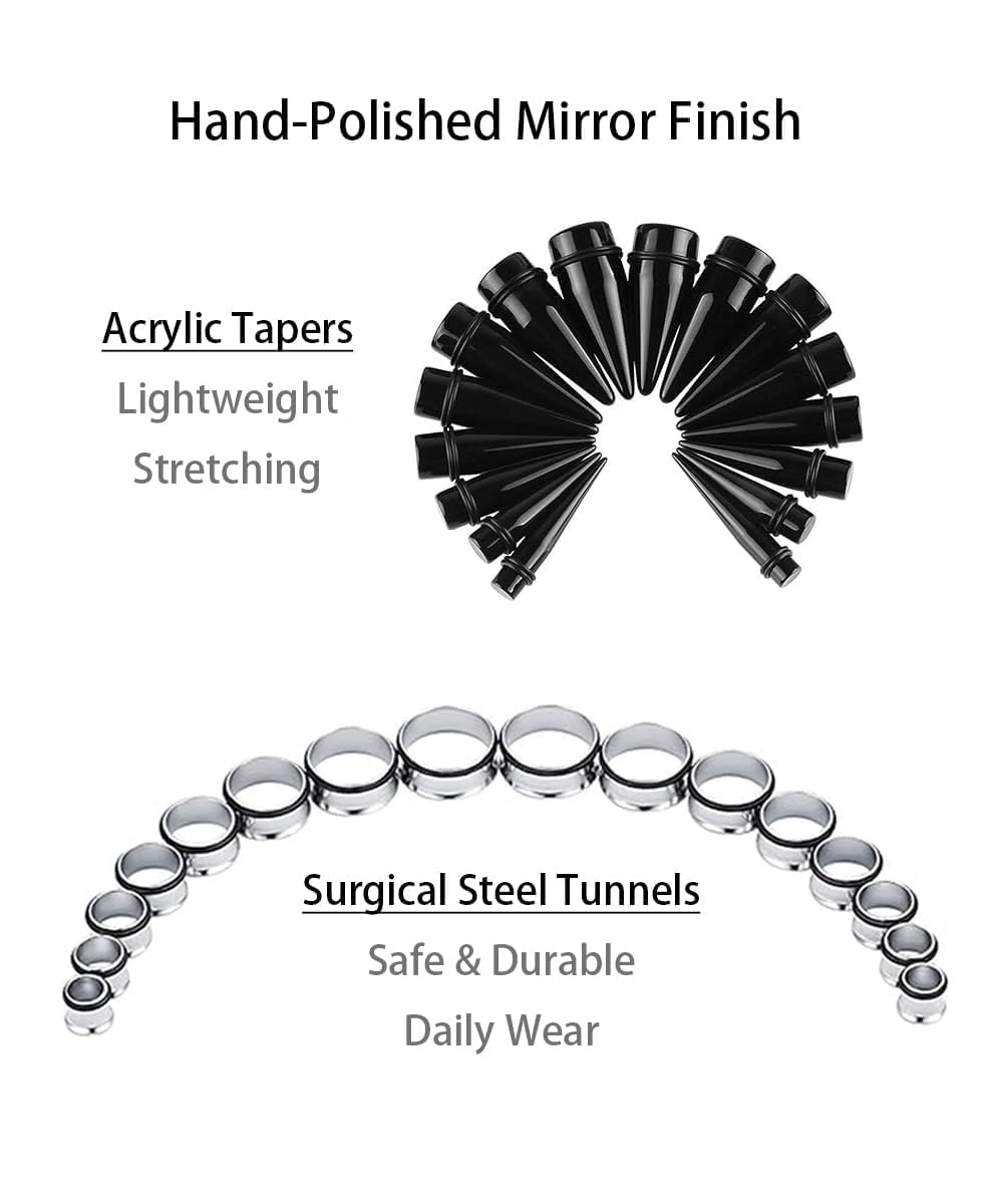 Crdifu 16 Paia Allungamento dell'orecchio Taper in Acrilico Tappi in Acciaio Chirurgico Grandi Spessimetri Amplificatore Tunnel Piercing Gioielli
