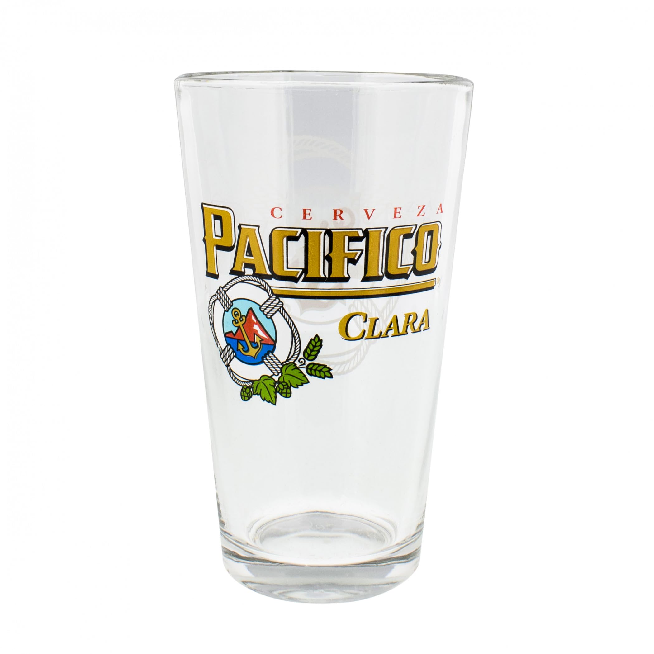 Pacifico Signature Anchor Logo Nucleated Pint Glass - Set of 2