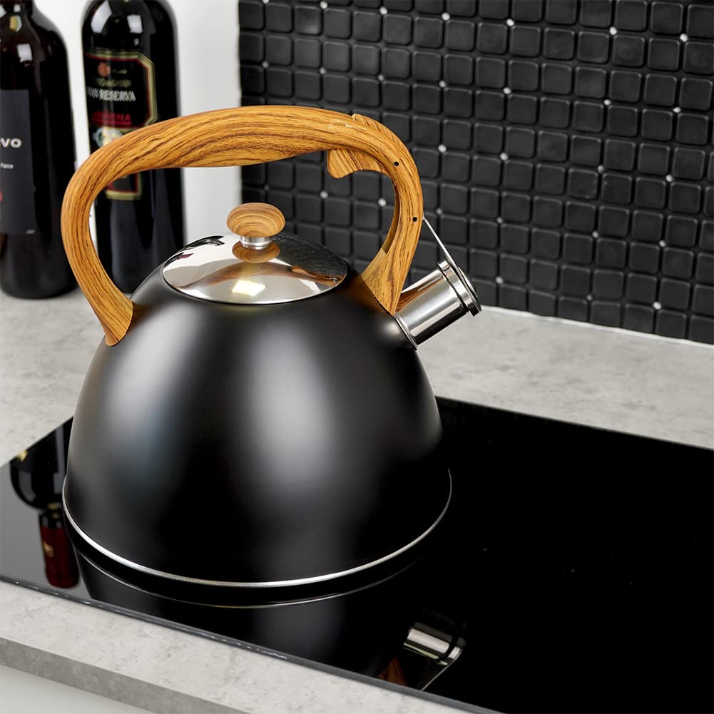 Produktbild von Wasserkessel Für Induktion – 3 Liter, Edelstahl Flötenkessel Mit Holzgriff, Für Camping & Outdoor