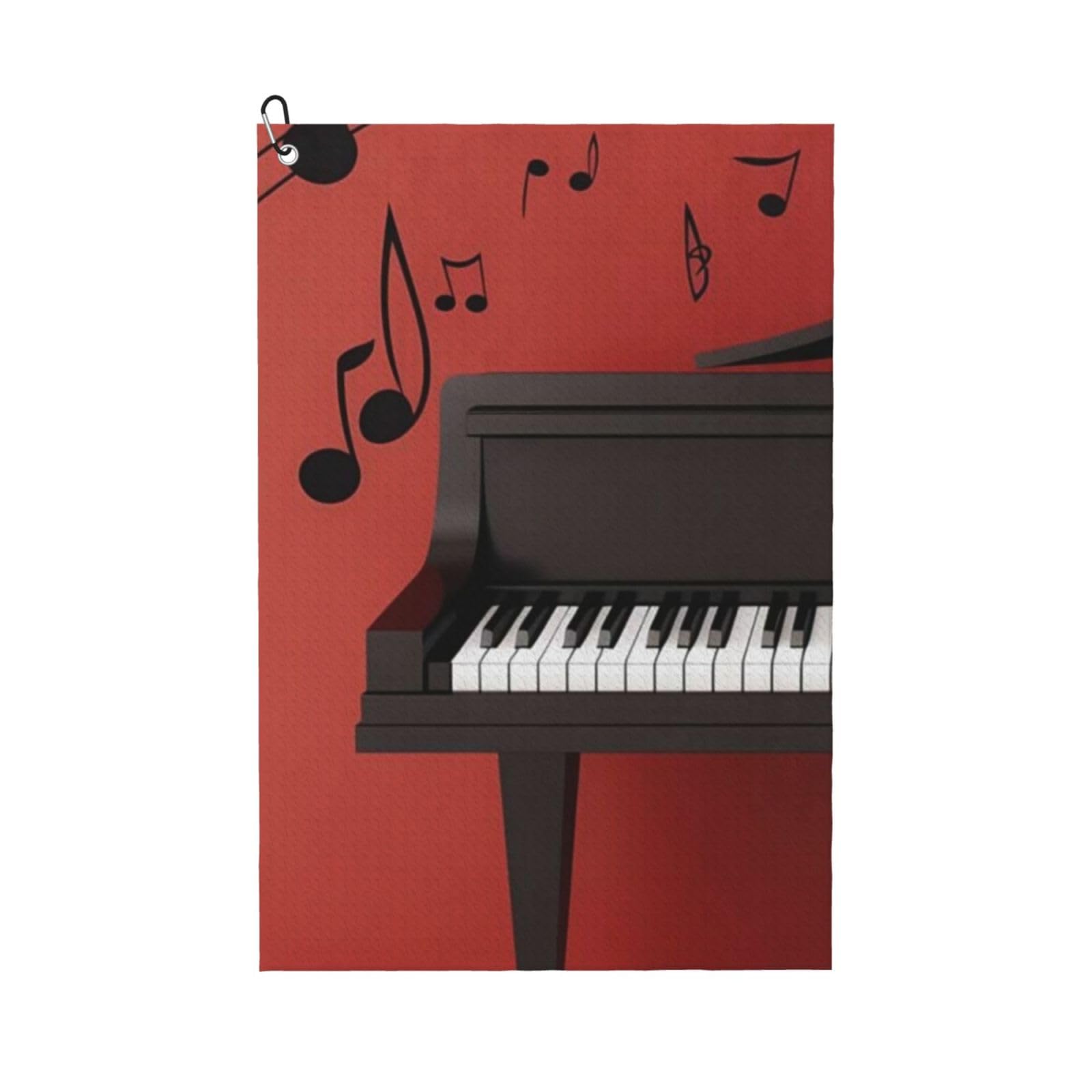 Hnnkloy Music Note Piano Printed, 16x24 in Portable Waffle Golf Towels with Carabiner Clip for Golf Bag