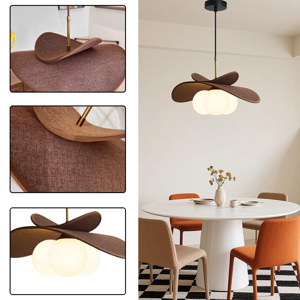 Lumière Pendentive De Style Rétro Restaurant Verre Lampe Suspendue | Lampe Suspendue De Style Wabi Sabi Réglable En Hauteur Utilisé Pour Salon Salle À Manger Lampe Pendentive De Cuisine(3 heads)