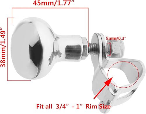 Miniatura 2 de ISURE MARINE Perilla de volante de barco de acero inoxidable 316, diámetro del pomo de maniobra del volante. de 58 '' a 1 ''