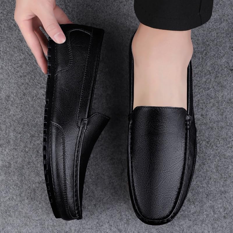 Loafers for Men Round Toe Solid Color Leather Loafer Shoes Comfortable Lightweight Slip Resistant Fashion Party Slip-on3