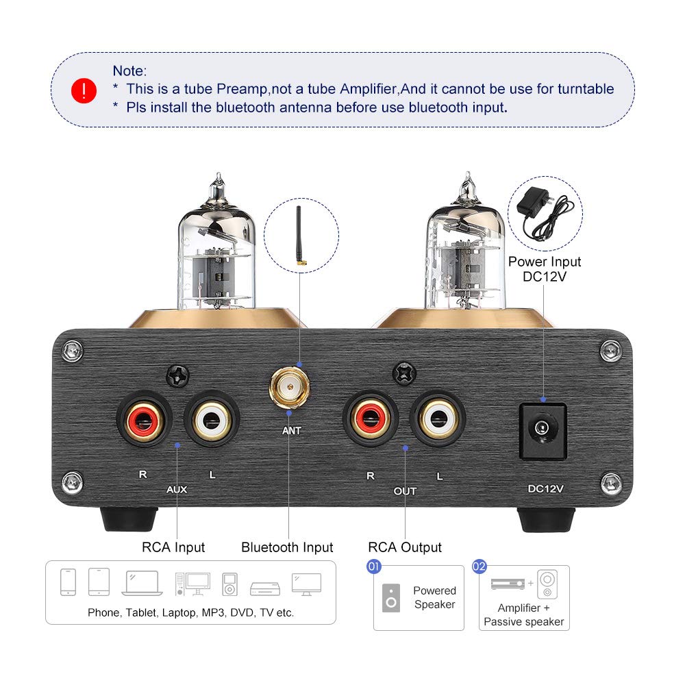 Buy AIYIMA Tube T2 6J1 Tube Preamplifier Bluetooth 5.0 HiFi Vacuum Tube