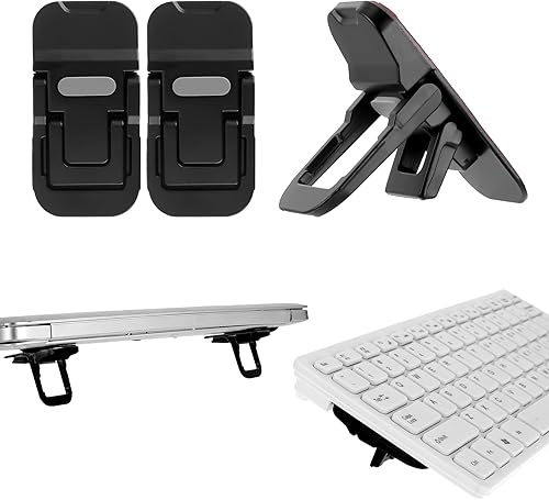Bewudy 2 soportes portátiles para teclado, ajuste de ángulo de inclinación doble, elevador plegable para laptop, pies autoadhesivos para la mayoría