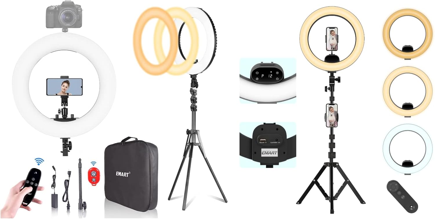 EMART 18inch Ring Light & 14 inch Ring Light with LCD