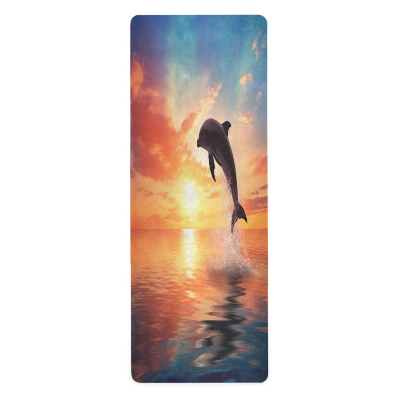 FLildon Sunset Sea Dolphin Yoga Mat Thick Non Slip Yoga Mat Workout Mat for Men Women, Exercise & Exercise Mat for Home Gym, Yoga, Pilates, Stretching, and Floor