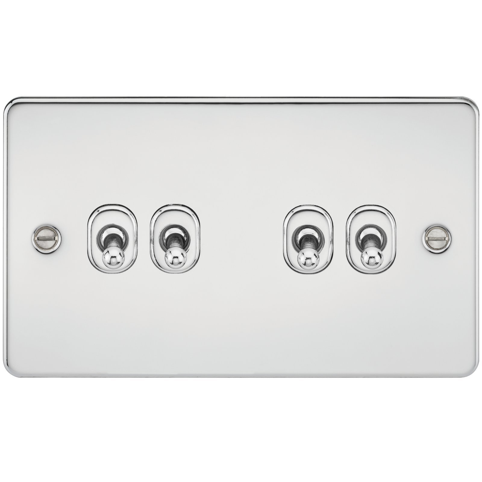 Knightsbridge FP4TOGPC 10 A 4G Flat Plate 2-Way Toggle Switch, Polished Chrome