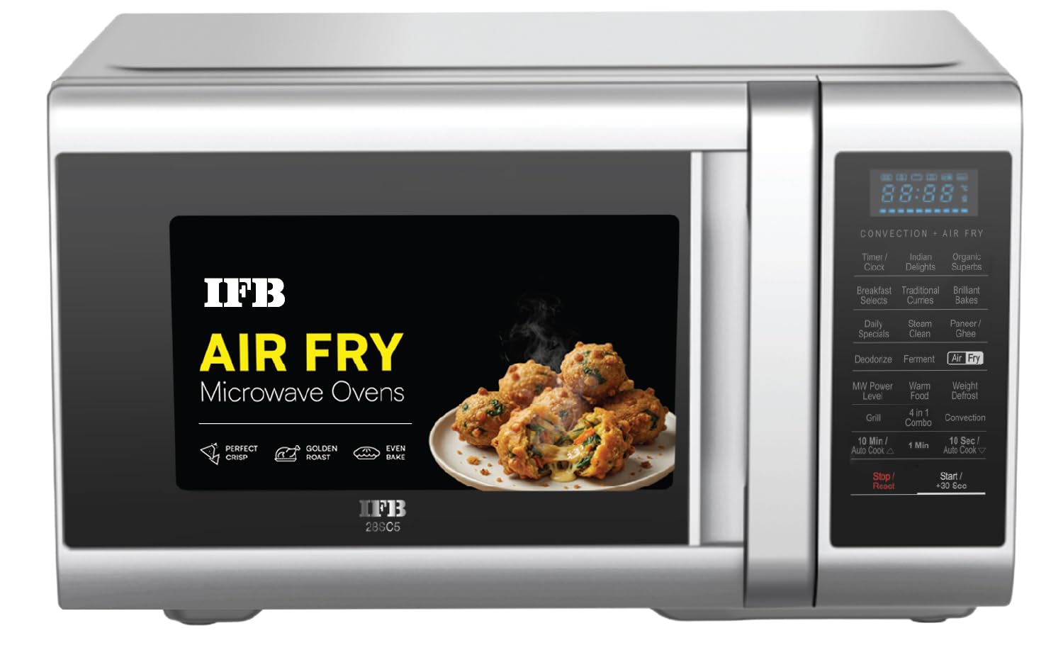 IFB 28 L Convection Microwave with Air Fry, Grill & Multi-Stage Cooking, Fermentation, Homemade Paneer/Ghee Modes, 300 Auto Cook Menus (28SC5, Silver, Weight Defrost, Steam Clean, 10 Power Levels)-image-21