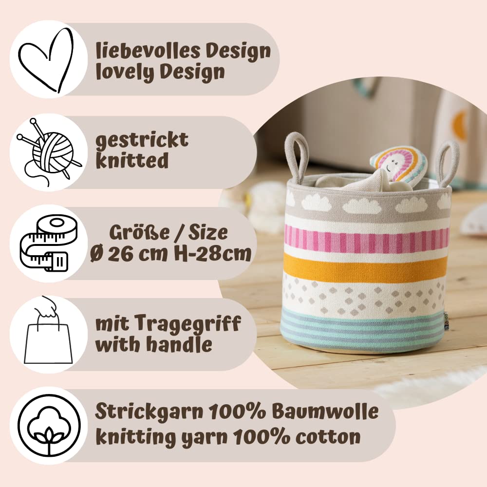 howa Spielzeugkorb „be happy“ Kinder Aufbewahrungskorb Kinderzimmer Spielzeugaufbewahrung Ø 26 cm, H-28 cm 8905